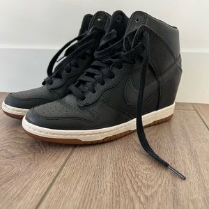 Women’s Nike Dunk Sky high. Black leather.